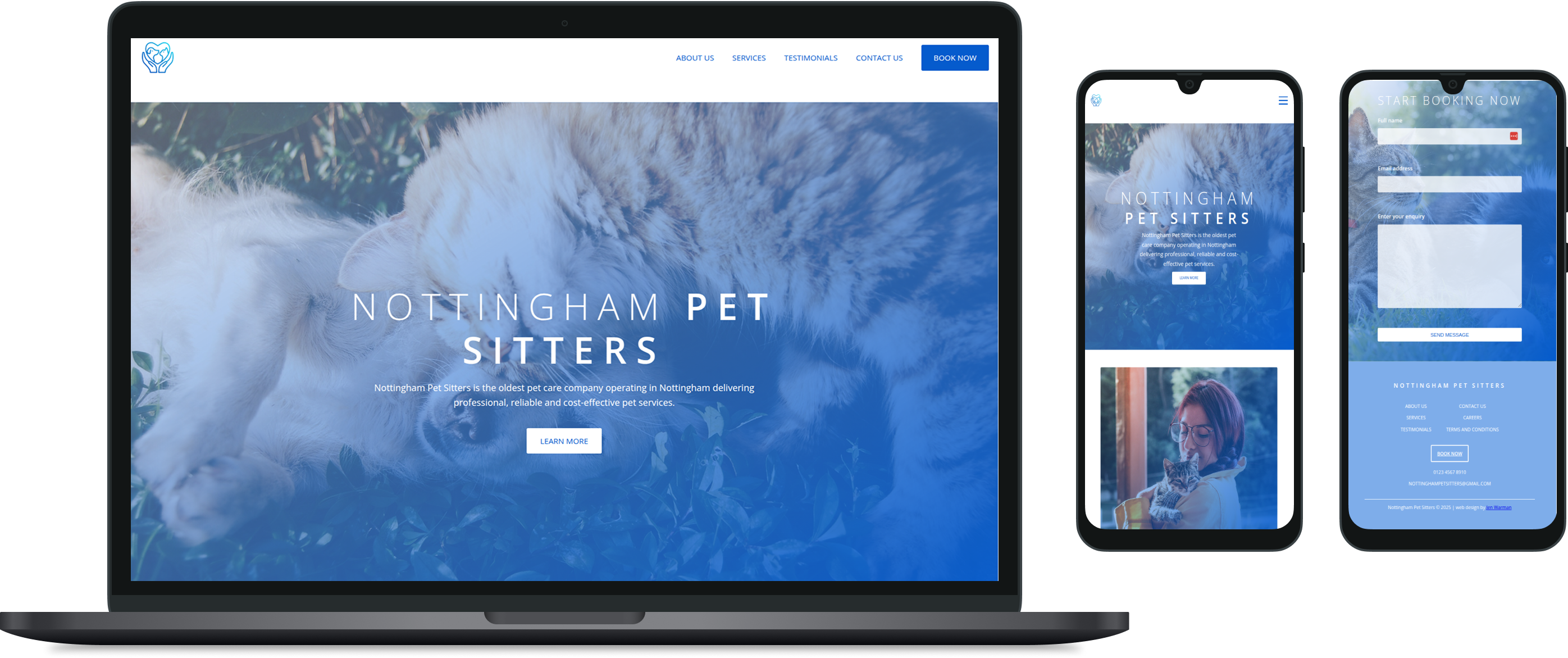 Desktop and mobile view of Nottingham Pet Sitters website.